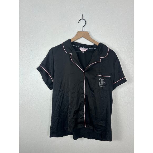 Juicy Couture Women's 2 Piece Pajama Bling Set Black Sz XL Y2K Style Loungewear - Picture 4 of 10